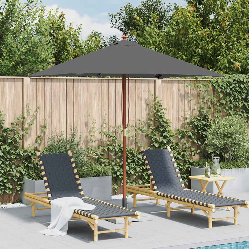 Garden Parasol with Wooden Pole 150x200 cm Anthracite