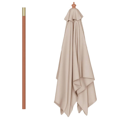 Garden Parasol with Wooden Pole 150x200 cm Taupe