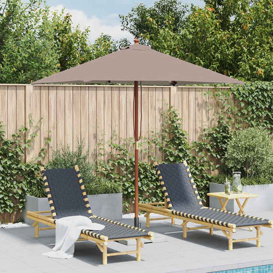 Garden Parasol with Wooden Pole 150x200 cm Taupe