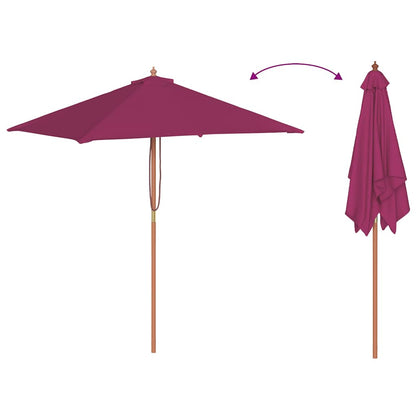 Garden Parasol with Wooden Pole 150x200 cm Bordeaux Red