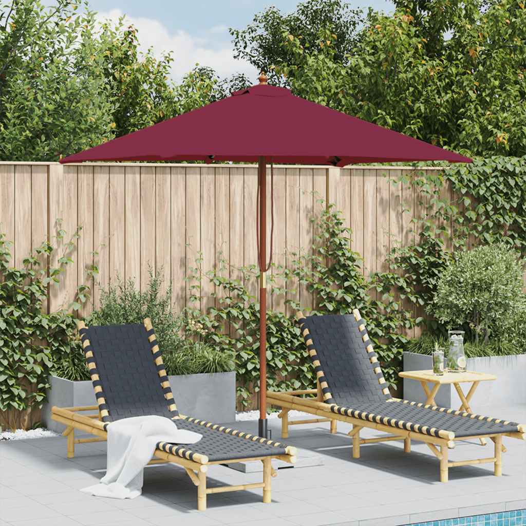 Garden Parasol with Wooden Pole 150x200 cm Bordeaux Red