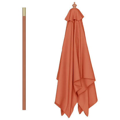 Garden Parasol with Wooden Pole 150x200 cm Terracotta