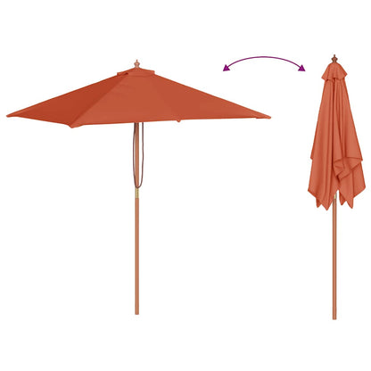 Garden Parasol with Wooden Pole 150x200 cm Terracotta