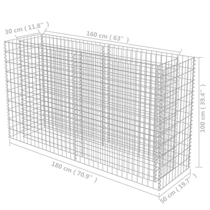 Gabion Raised Bed Galvanised Steel 180x50x100 cm