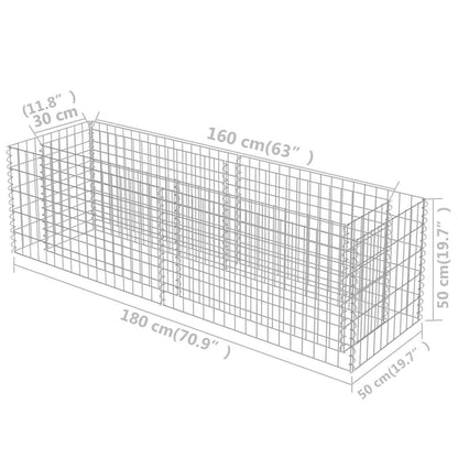Gabion Raised Bed Galvanised Steel 180x50x50 cm