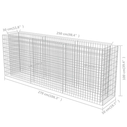 Gabion Raised Bed Galvanised Steel 270x50x100 cm