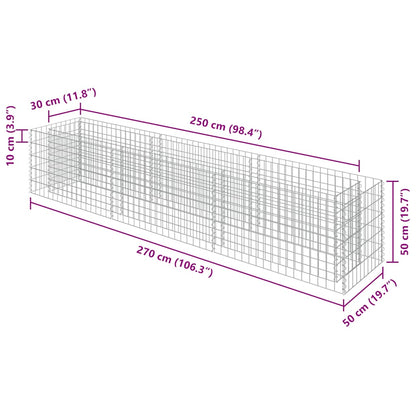 Gabion Raised Bed Galvanised Steel 270x50x50 cm