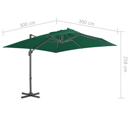 Cantilever Garden Parasol with Aluminium Pole Green 300x300 cm