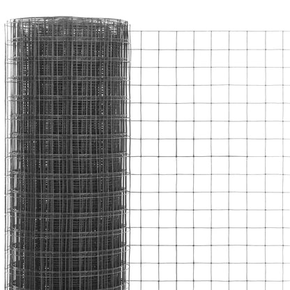Chicken Wire Fence Steel with PVC Coating 25x0.5 m Grey