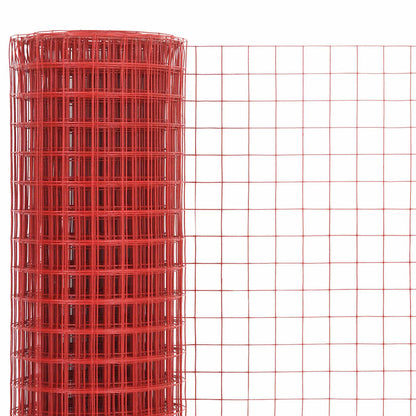 Chicken Wire Fence Steel with PVC Coating 10x1 m Red