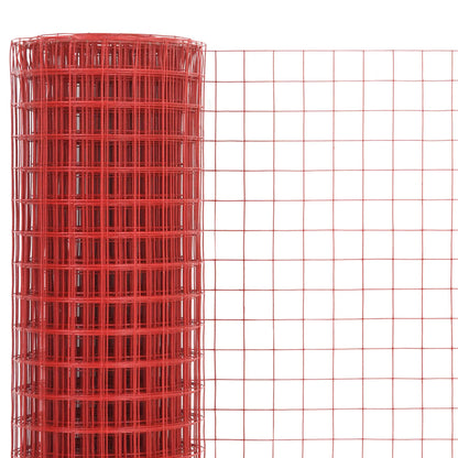 Chicken Wire Fence Steel with PVC Coating 10x1 m Red