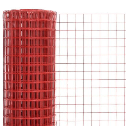 Chicken Wire Fence Steel with PVC Coating 10x0.5 m Red