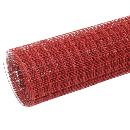 Chicken Wire Fence Steel with PVC Coating 10x1.5 m Red