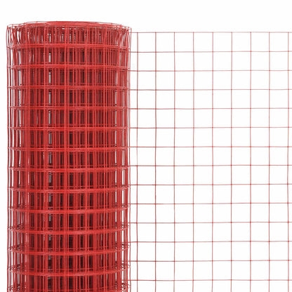 Chicken Wire Fence Steel with PVC Coating 25x1.5 m Red