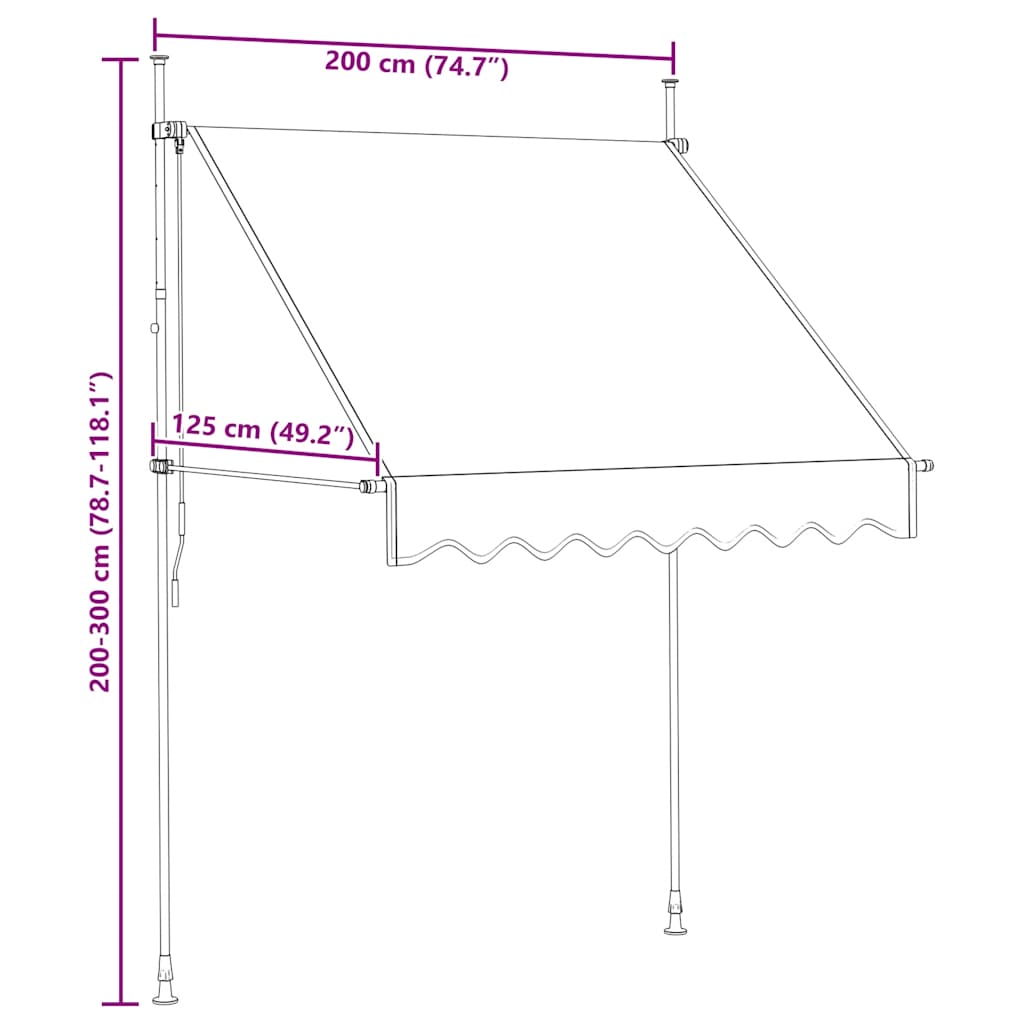 Manual Retractable Awning 200 cm Cream