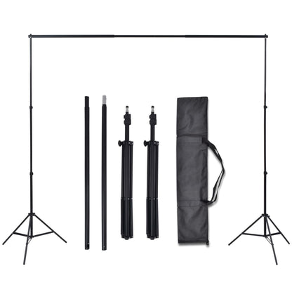Photo Studio Kit with 3 Cotton Backdrops Adjustable Frame 3x6m