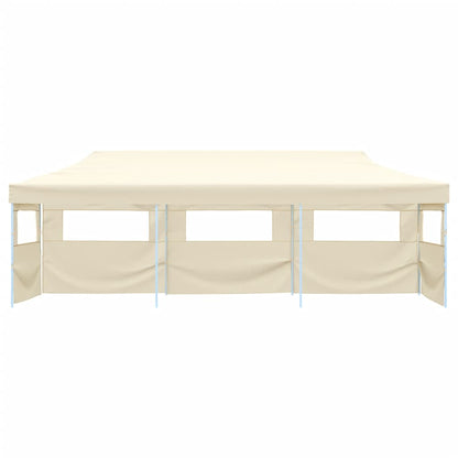 Folding Pop-up Party Tent with 5 Sidewalls 3x9 m Cream
