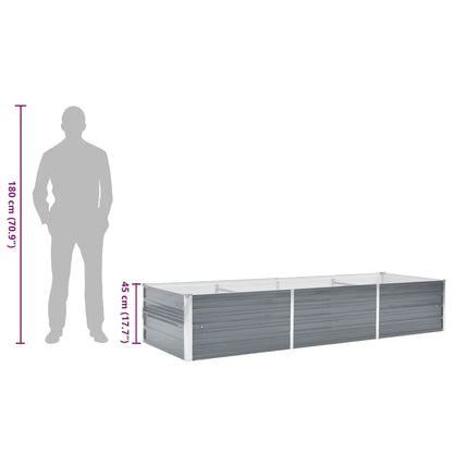 Garden Raised Bed Galvanised Steel 240x80x45 cm Grey