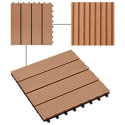 11 pcs Decking Tiles WPC 30x30 cm 1 sqm Teak Colour