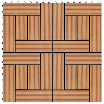 11 pcs Decking Tiles WPC 30x30 cm 1 sqm Teak Colour