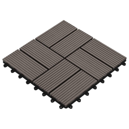 11 pcs Decking Tiles WPC 30x30 cm 1 sqm Dark Brown