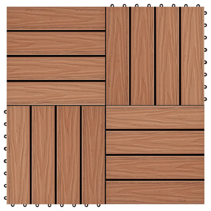 11 pcs Decking Tiles Deep Embossed WPC 30x30 cm 1 sqm Light Brown