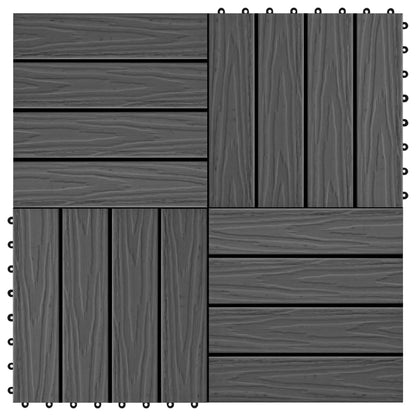 11 pcs Decking Tiles Deep Embossed WPC 30x30 cm 1 sqm Black