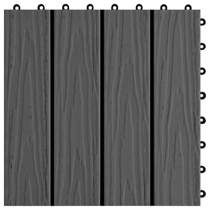 11 pcs Decking Tiles Deep Embossed WPC 30x30 cm 1 sqm Black
