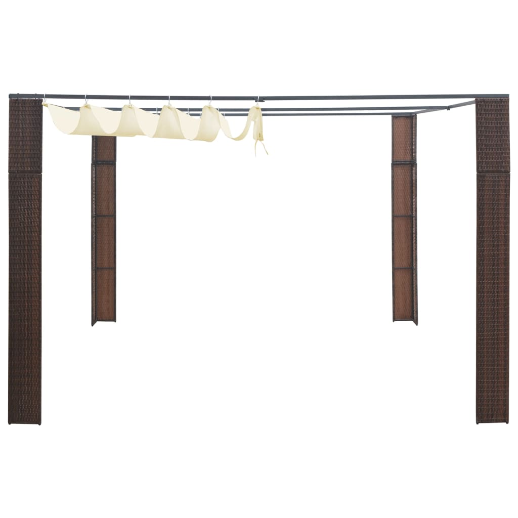 Gazebo with Roof Poly Rattan 300x300x220 cm Brown and Cream