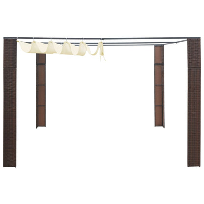 Gazebo with Roof Poly Rattan 300x300x220 cm Brown and Cream