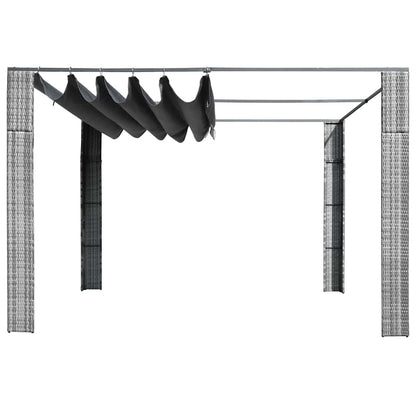 Gazebo with Roof Poly Rattan 300x300x220 cm Grey and Anthracite