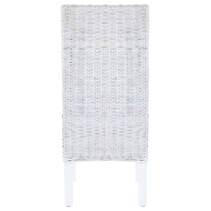 Dining Chairs 4 pcs White Kubu Rattan and Mango Wood