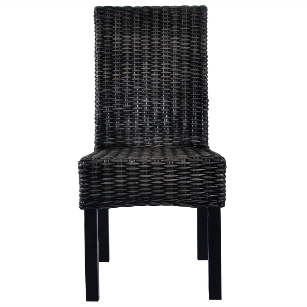 Dining Chairs 4 pcs Black Kubu Rattan and Mango Wood