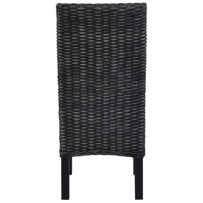 Dining Chairs 6 pcs Black Kubu Rattan and Mango Wood