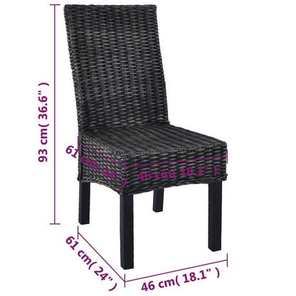 Dining Chairs 6 pcs Black Kubu Rattan and Mango Wood