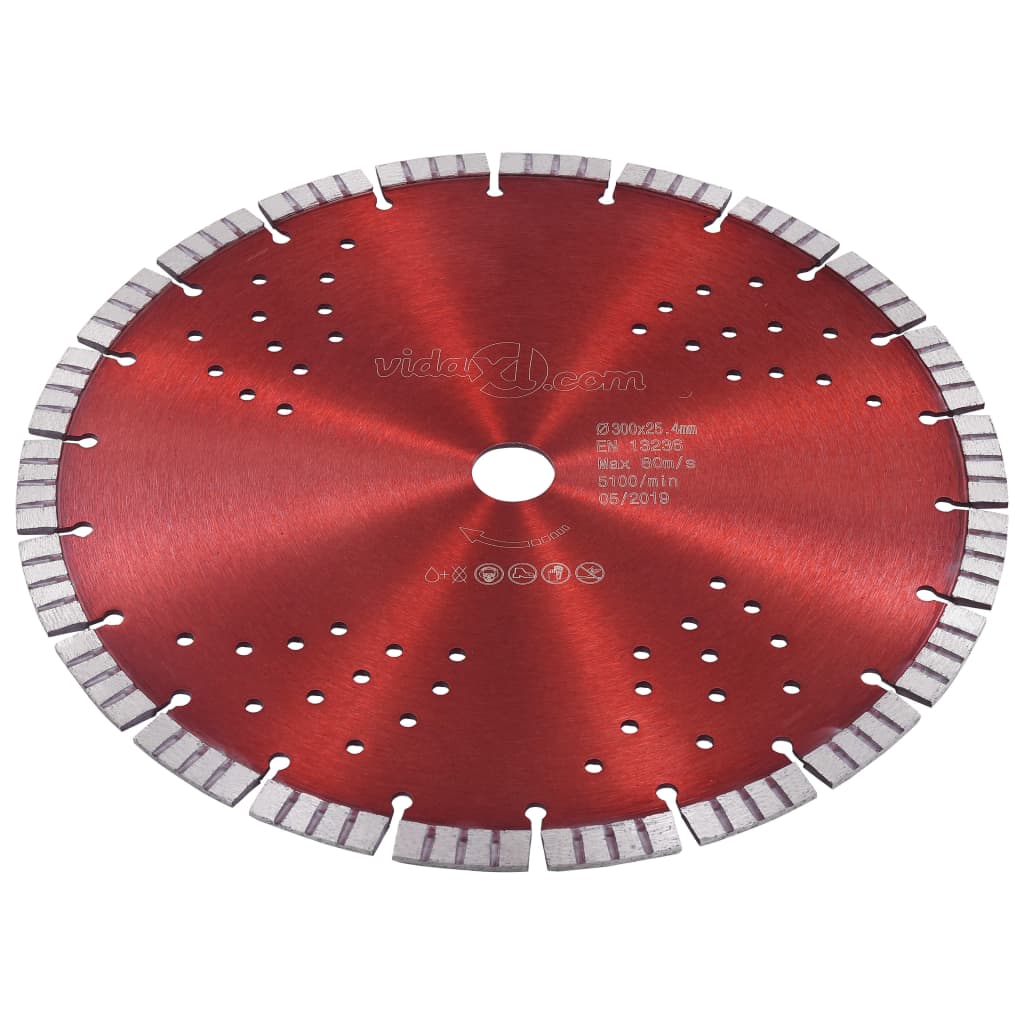 Diamond Cutting Disc with Turbo and Holes Steel 300 mm