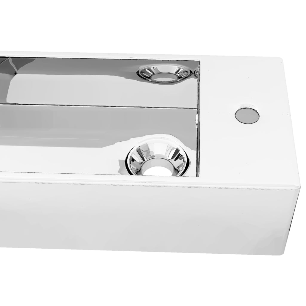 Wash Basin with Overflow 49x25x15 cm Ceramic Silver