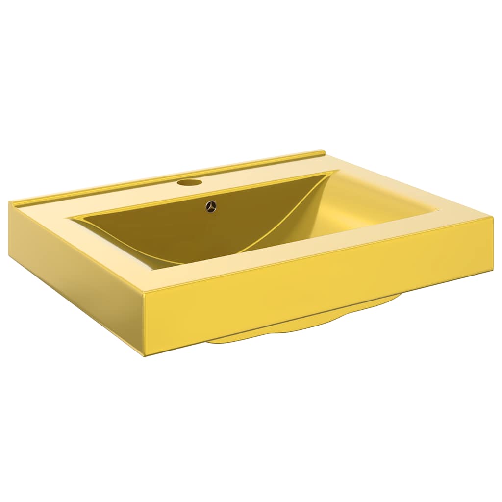 Wash Basin with Overflow 60x46x16 cm Ceramic Gold