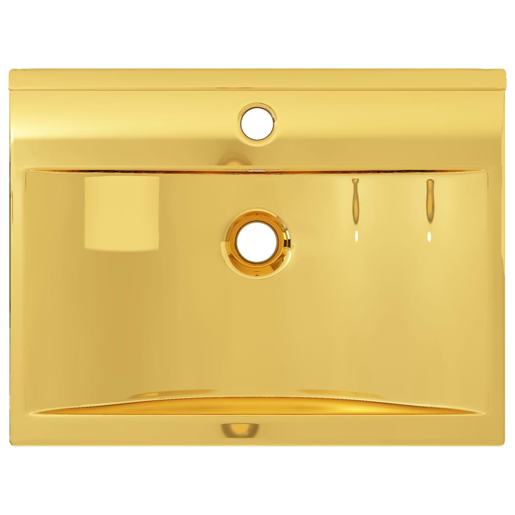 Wash Basin with Overflow 60x46x16 cm Ceramic Gold