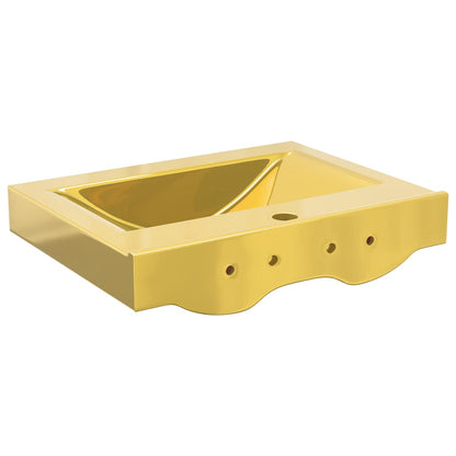 Wash Basin with Overflow 60x46x16 cm Ceramic Gold