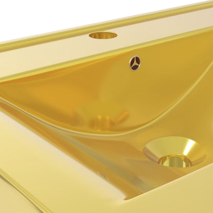 Wash Basin with Overflow 60x46x16 cm Ceramic Gold
