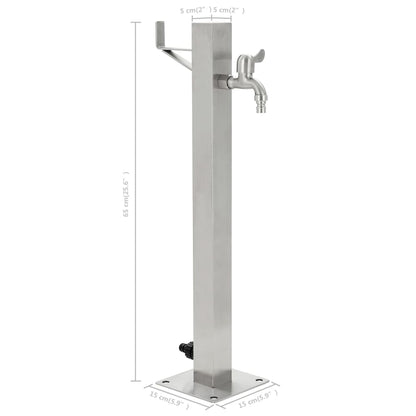 Garden Water Column Stainless Steel Square 65 cm