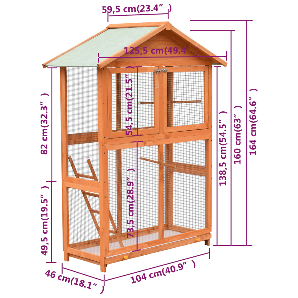 Bird Cage Solid Pine & Fir Wood 125.5x59.5x164 cm