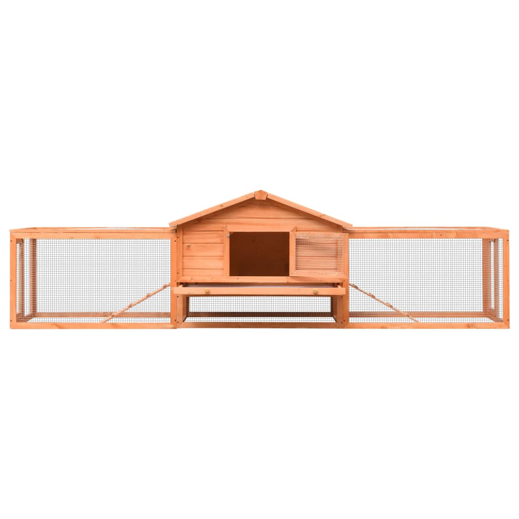 Rabbit Hutch Solid Pine & Fir Wood 310x70x87 cm