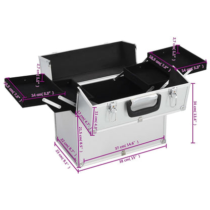 Make-up Case 38x23x34 cm Silver Aluminium