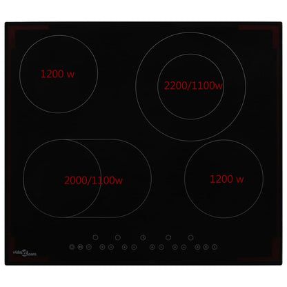 Ceramic Hob with 4 Burners Touch Control 6600 W