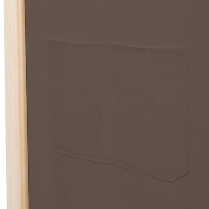 5-Panel Room Divider Brown 200x170x4 cm Fabric