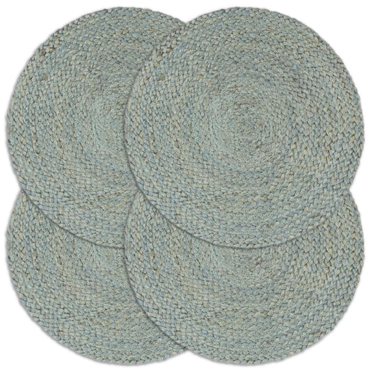 Placemats 4 pcs Plain Olive Green 38 cm Round Jute