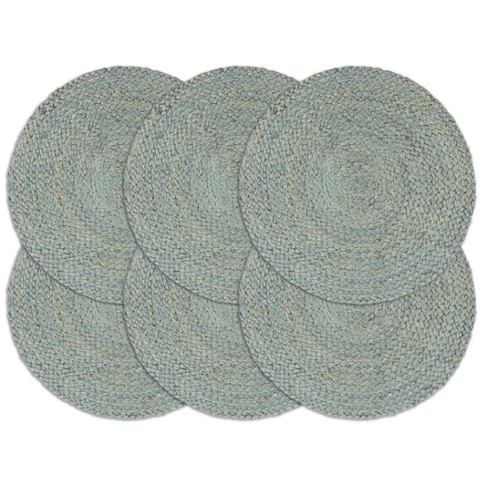 Placemats 6 pcs Plain Olive Green 38 cm Round Jute