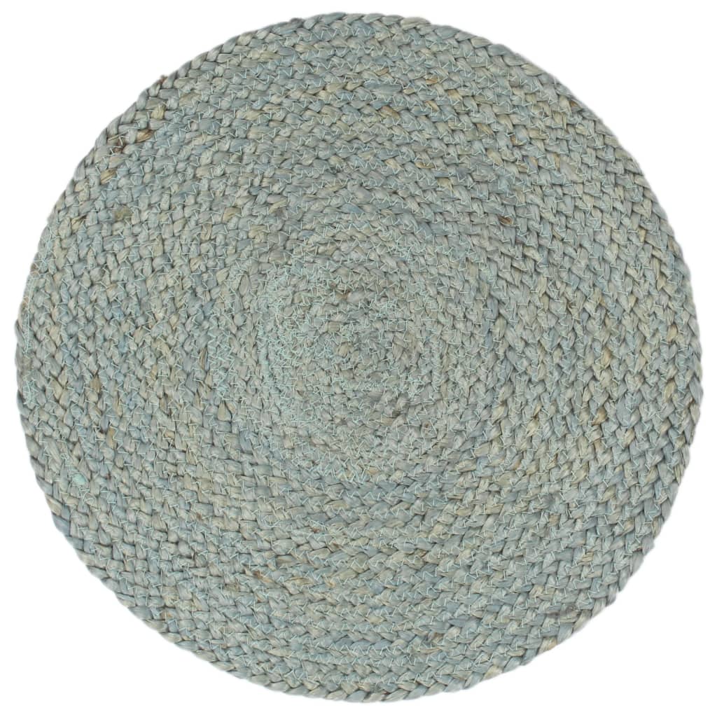 Placemats 6 pcs Plain Olive Green 38 cm Round Jute